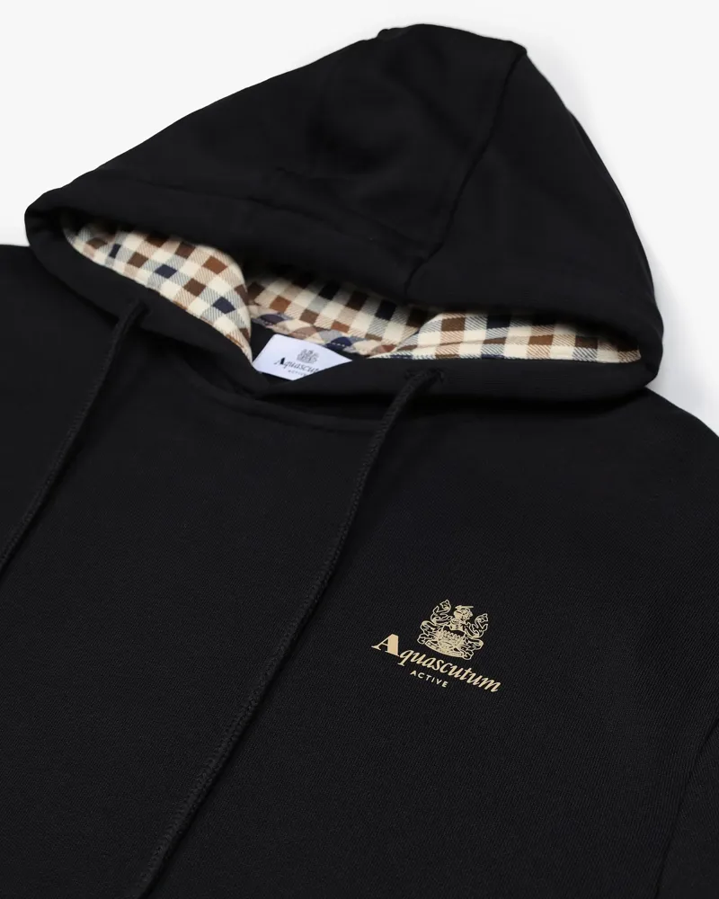 Aquascutum Small Logo Hoodie Black -1