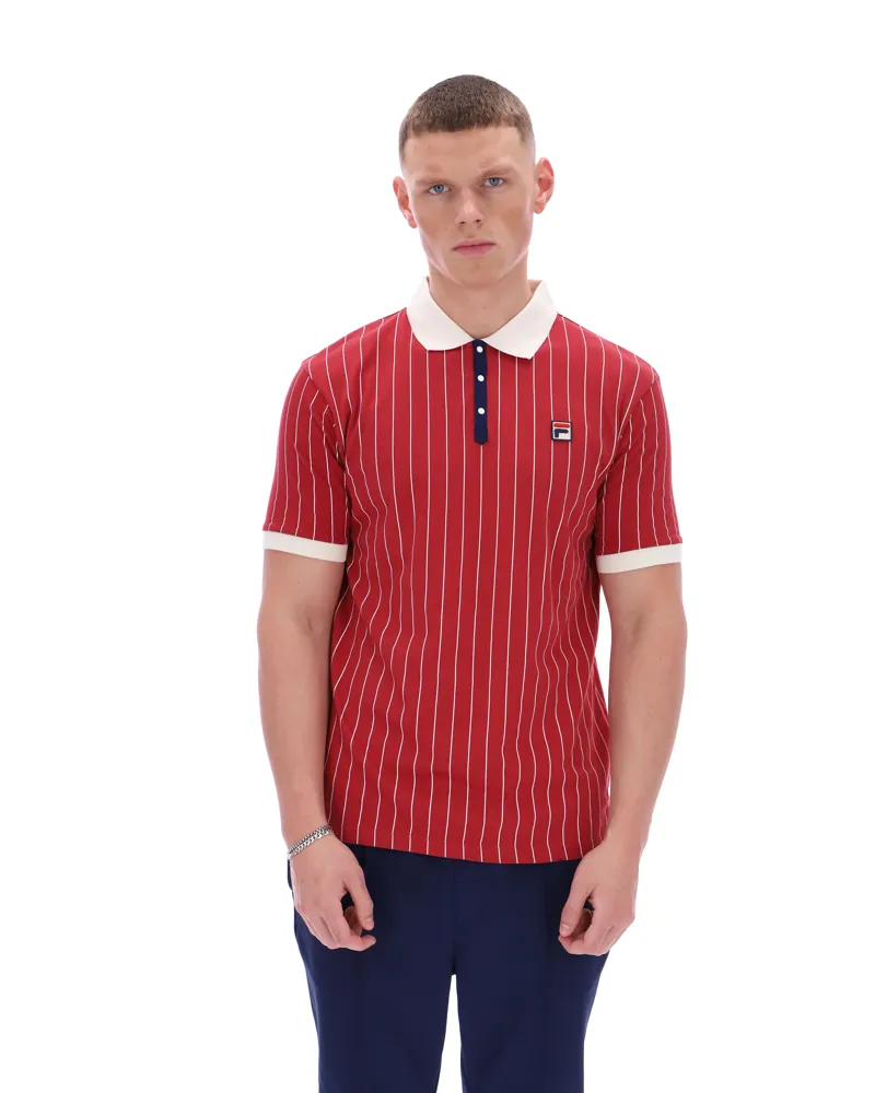 Fila BB1 Classic Vintage Striped Polo Garnet-4