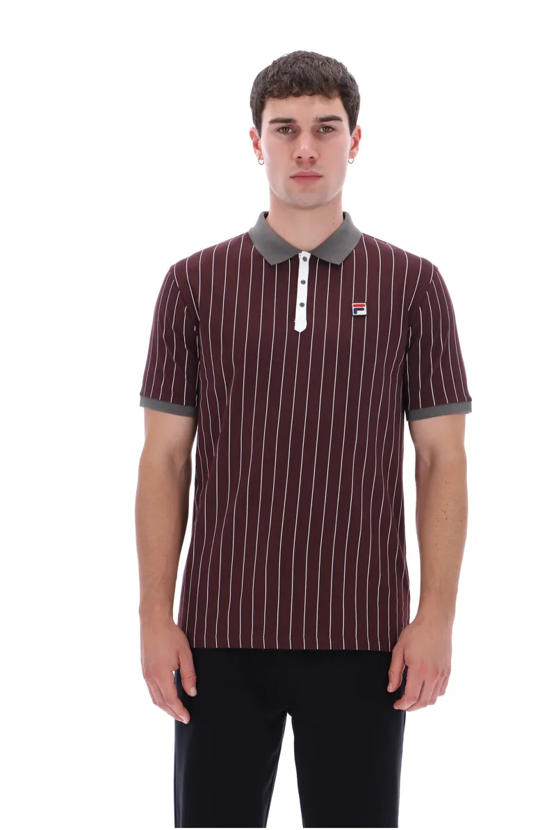 Fila BB1 Classic Vintage Striped Polo Fudge / Gunmetal-4