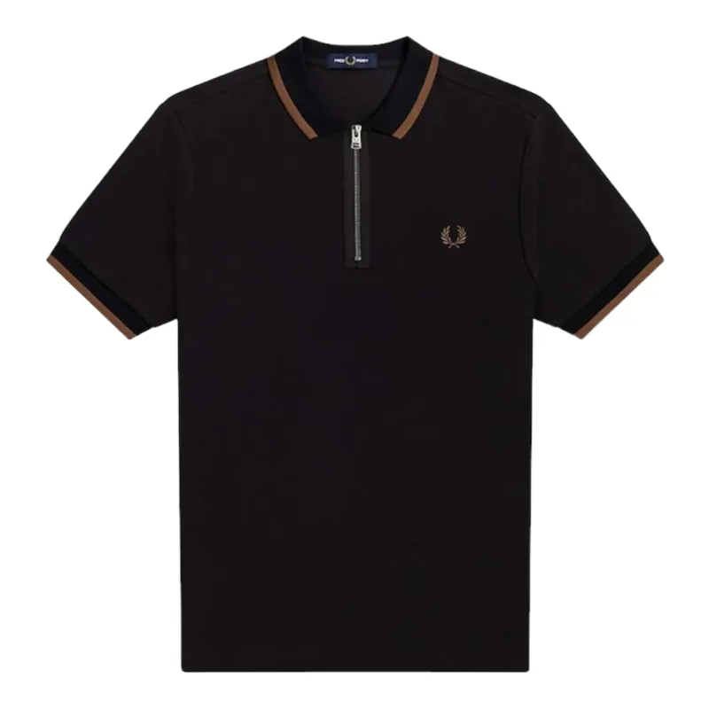 Fred Perry M4598-102 Mens 1/4 Zip Polo T-shirt Black