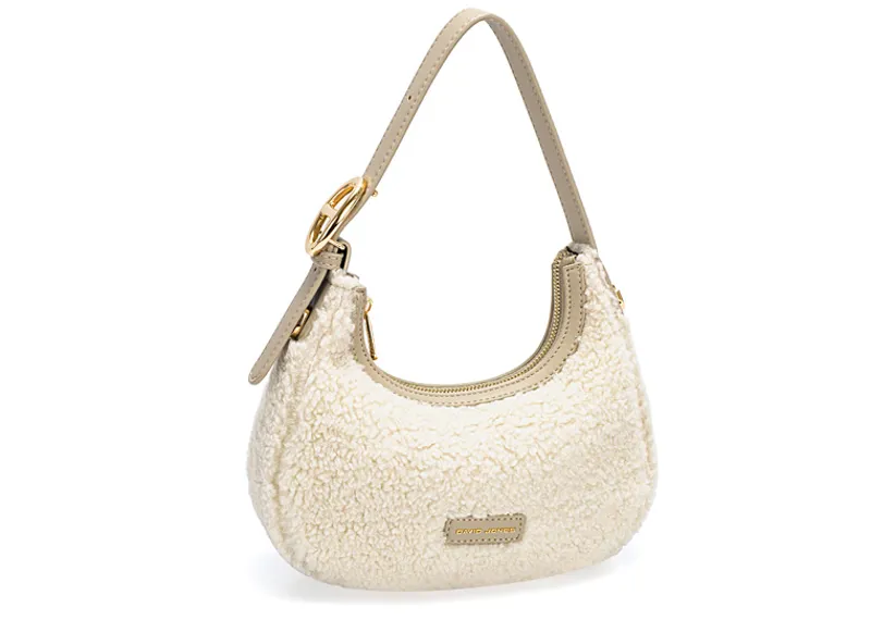 David Jones curved fur bag Beige