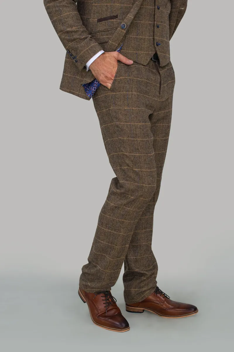 Cavani Albert Check Trouser Light Brown 40 WAIST ONLY