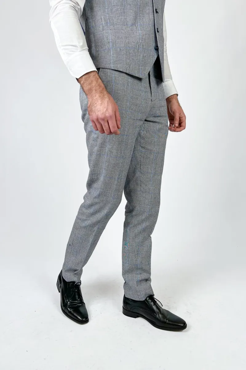 Cavani Arriga Slim Fit  Check Trouser Light Grey