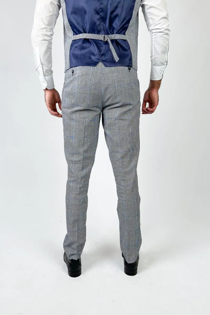 Cavani Arriga Slim Fit  Check Trouser Light Grey-1