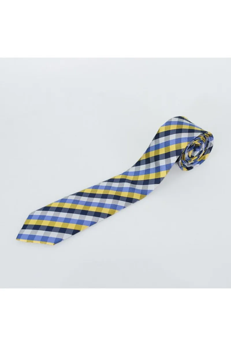 Cavani CV108 Check Tie Gift Set Blue / Yellow