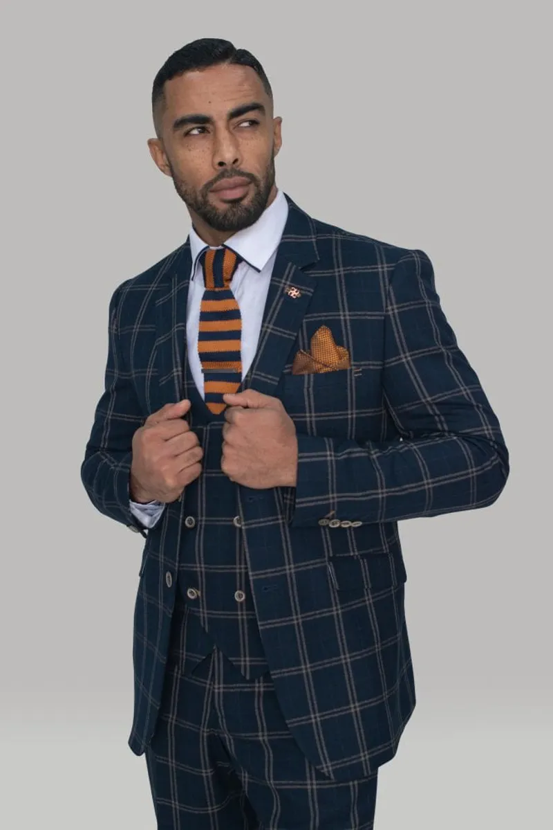 Cavani Hardy Check Blazer Navy