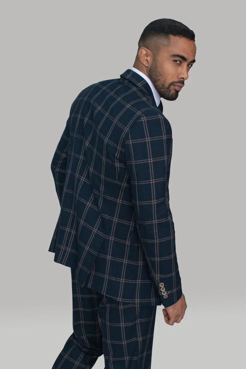 Cavani Hardy Check Blazer Navy-1