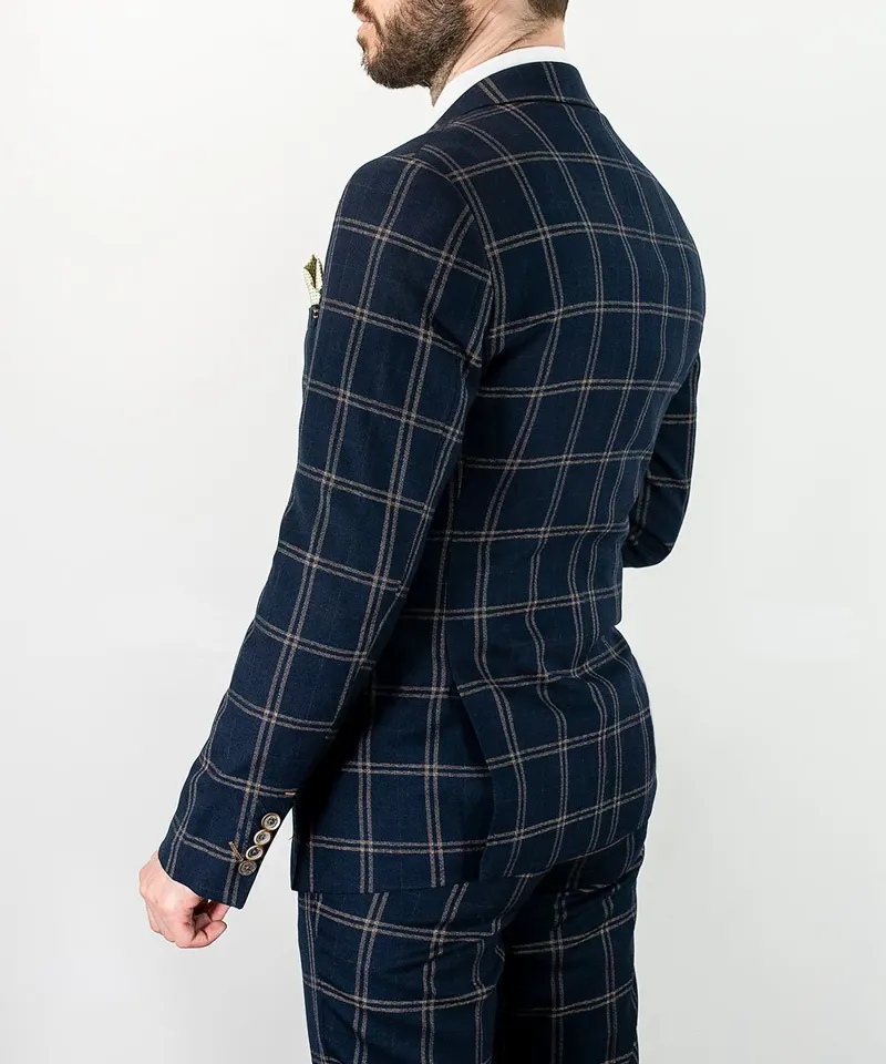 Cavani Hardy Check Blazer Navy-2