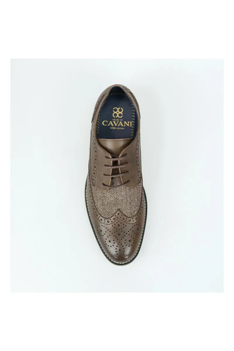 Cavani Horatio Tweed Brogue Shoes Brown SIZE 12 ONLY-2