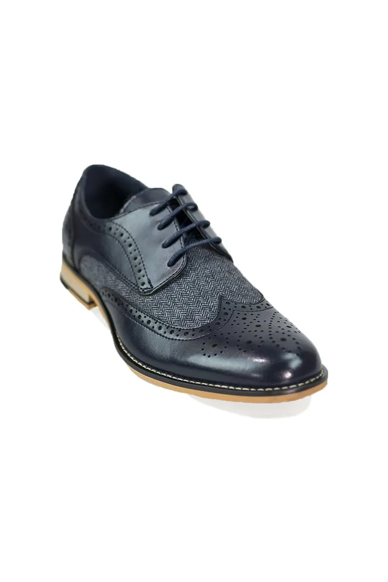Cavani Horatio Tweed Brogue Shoe Navy SIZE 12 ONLY 