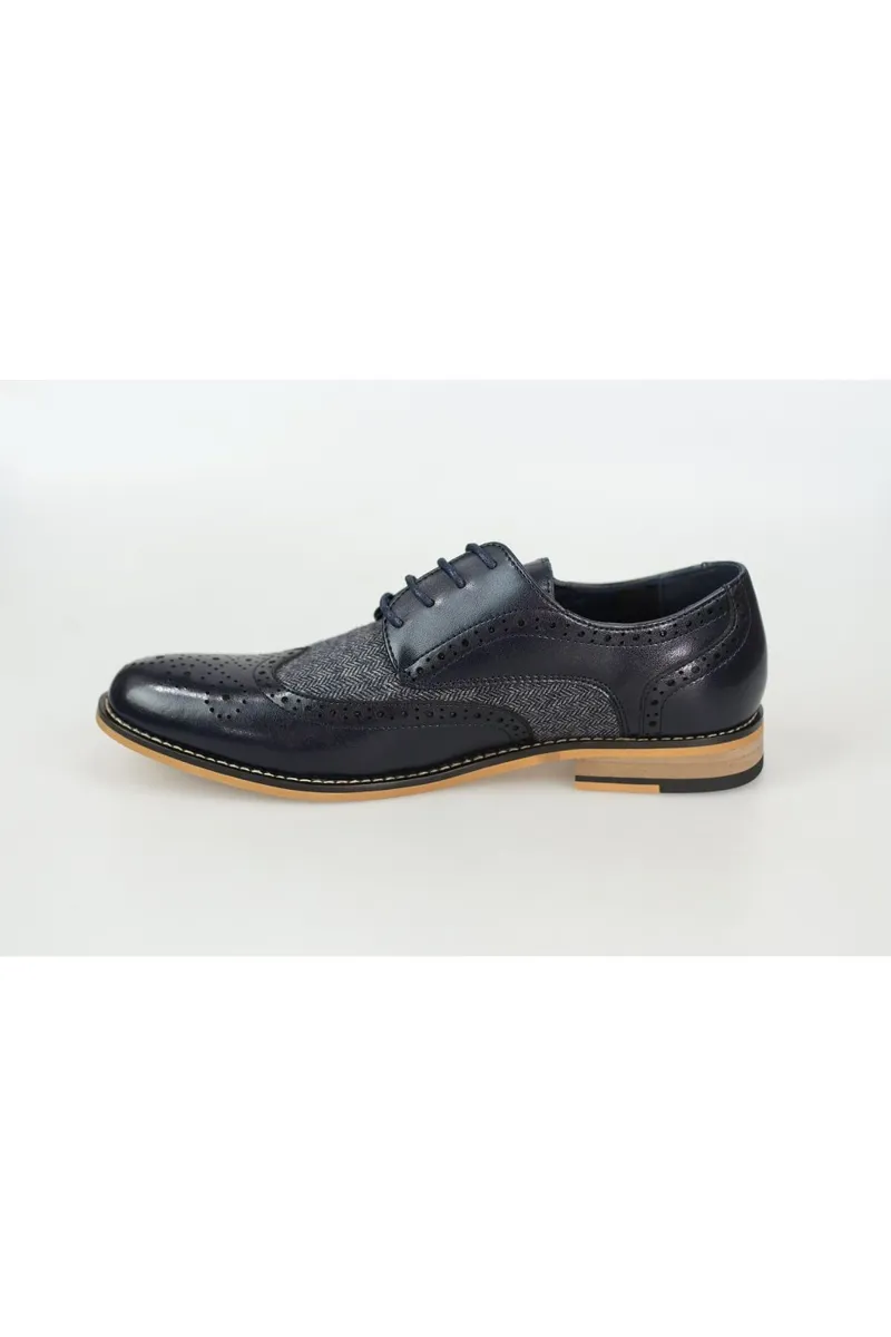 Cavani Horatio Tweed Brogue Shoe Navy SIZE 12 ONLY -1