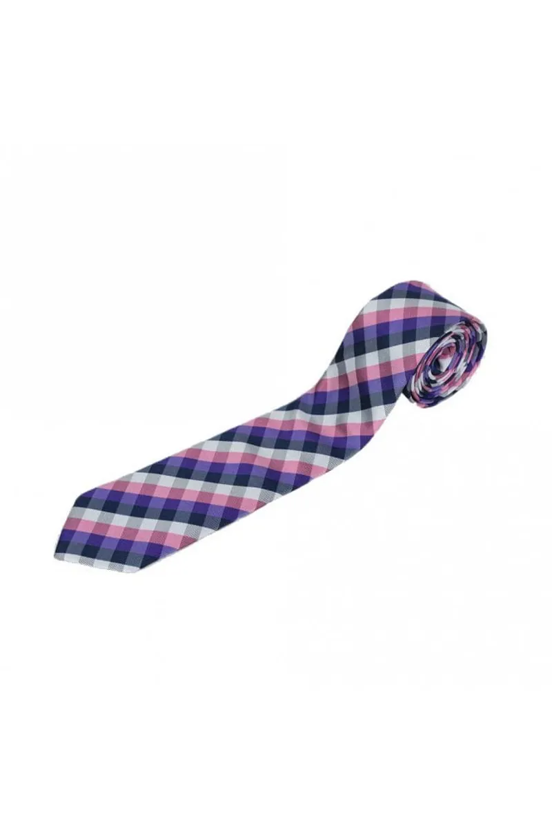 Cavani CV108 Check Tie Gift Set Purple / Pink