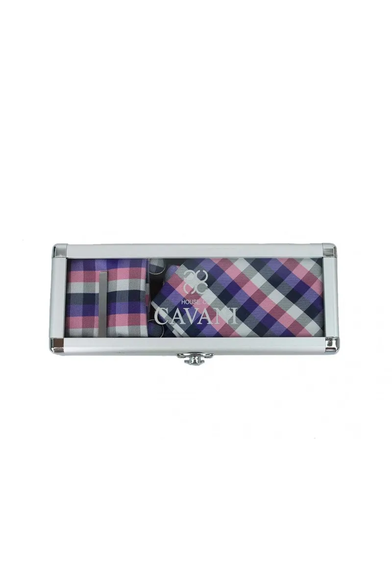 Cavani CV108 Check Tie Gift Set Purple / Pink-1