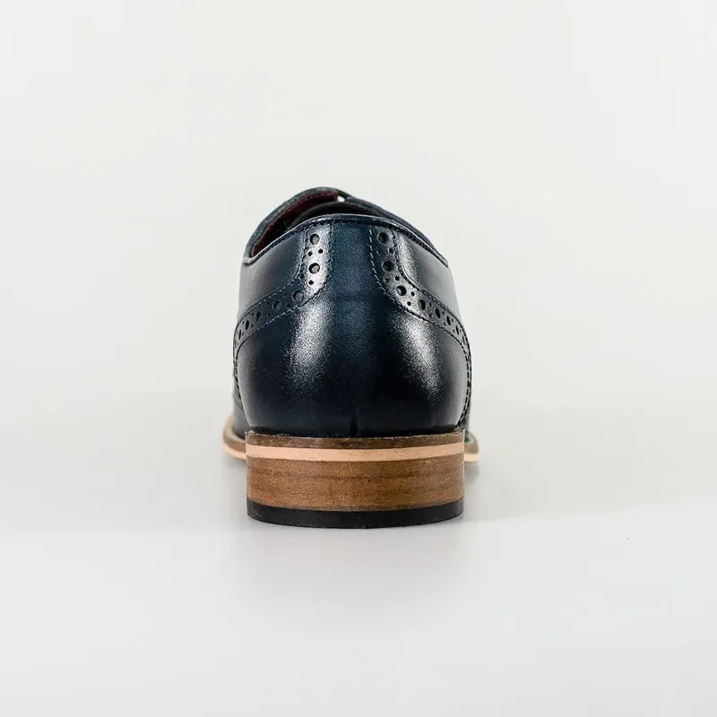 Cavani William Signature Tweed Brogue Shoes Navy SIZE 8 ONLY-4