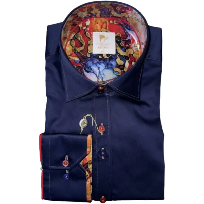 Claudio Lugli Signature Plain Shirt Navy-3