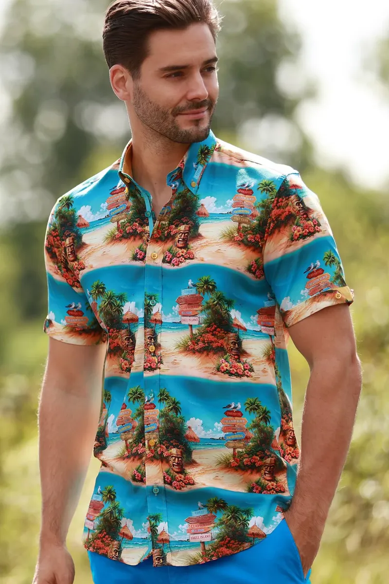 Claudio Lugli Beach Club Vibes Short Sleeve Shirt Blue-2