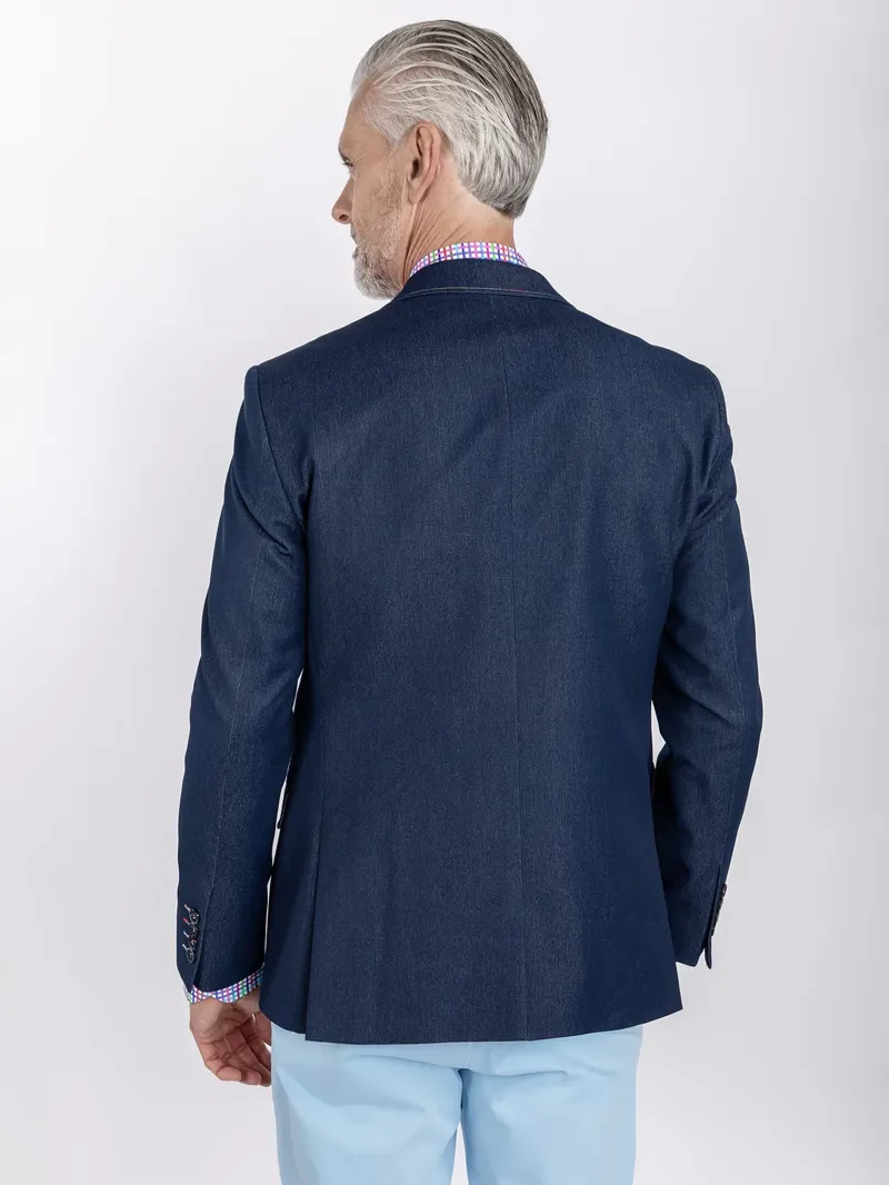 Claudio Lugli Denim Look Multi Stitch Blazer Indigo-2