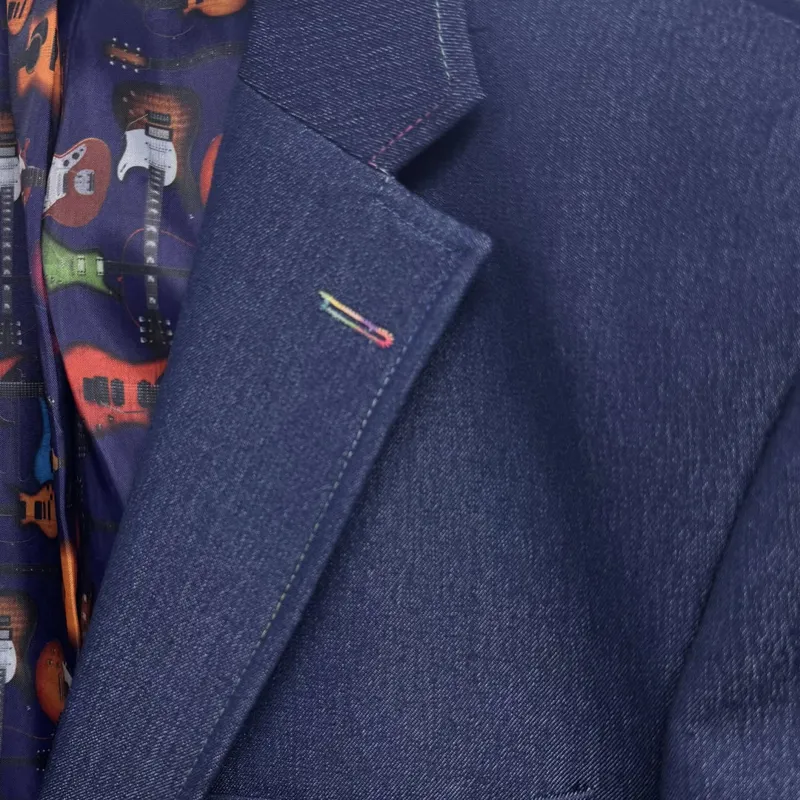 Claudio Lugli Denim Look Multi Stitch Blazer Indigo-6