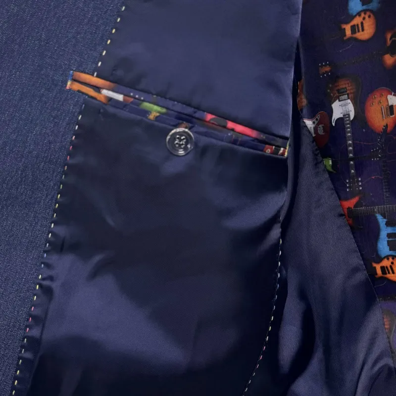 Claudio Lugli Denim Look Multi Stitch Blazer Indigo-7