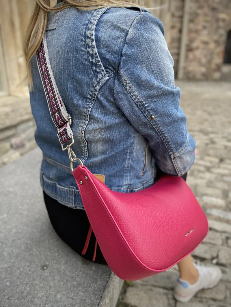David Jones Curved Top Handbag Fuchsia -1