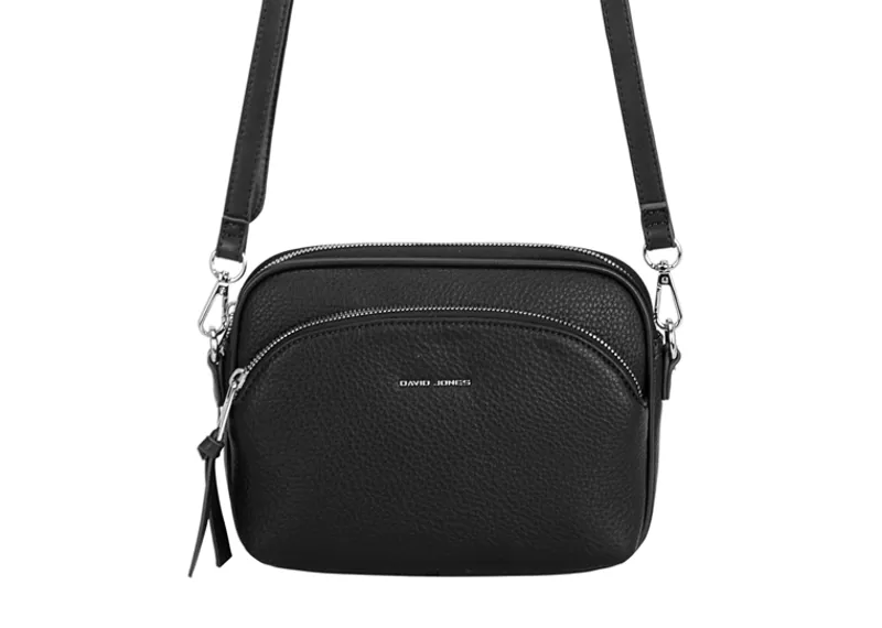 DAVID JONES 3 Zip compartments Cross Body Handbag, Black 2