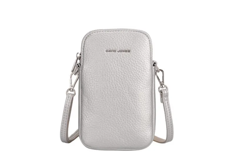 David Jones single zip pouch bag Silver