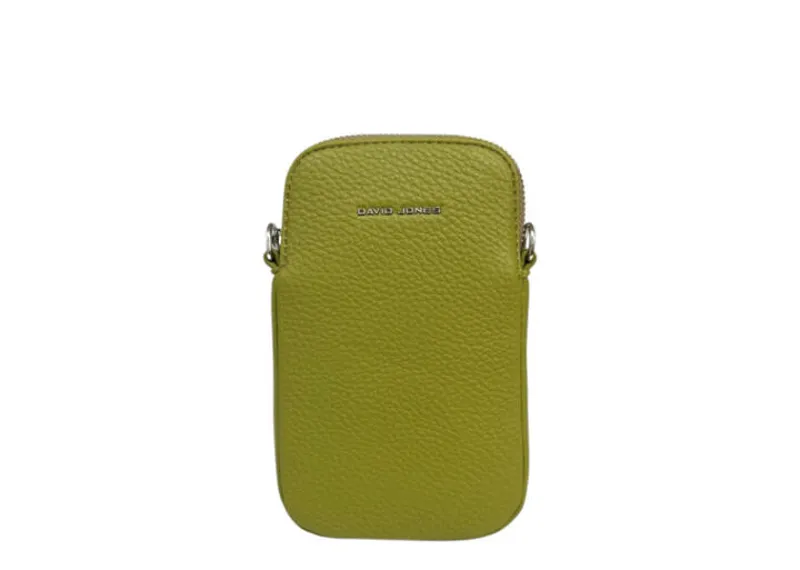 David Jones single zip pouch bag Dark Lime