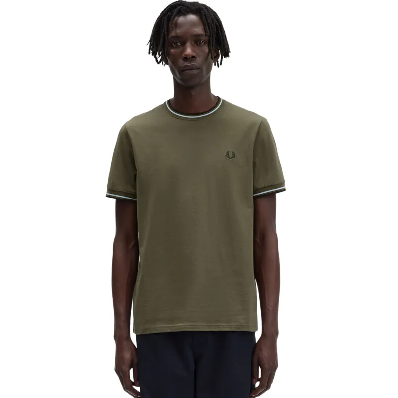 Fred Perry Twin Tipped T-shirt Uniform Green / Ice Blue / Green-5