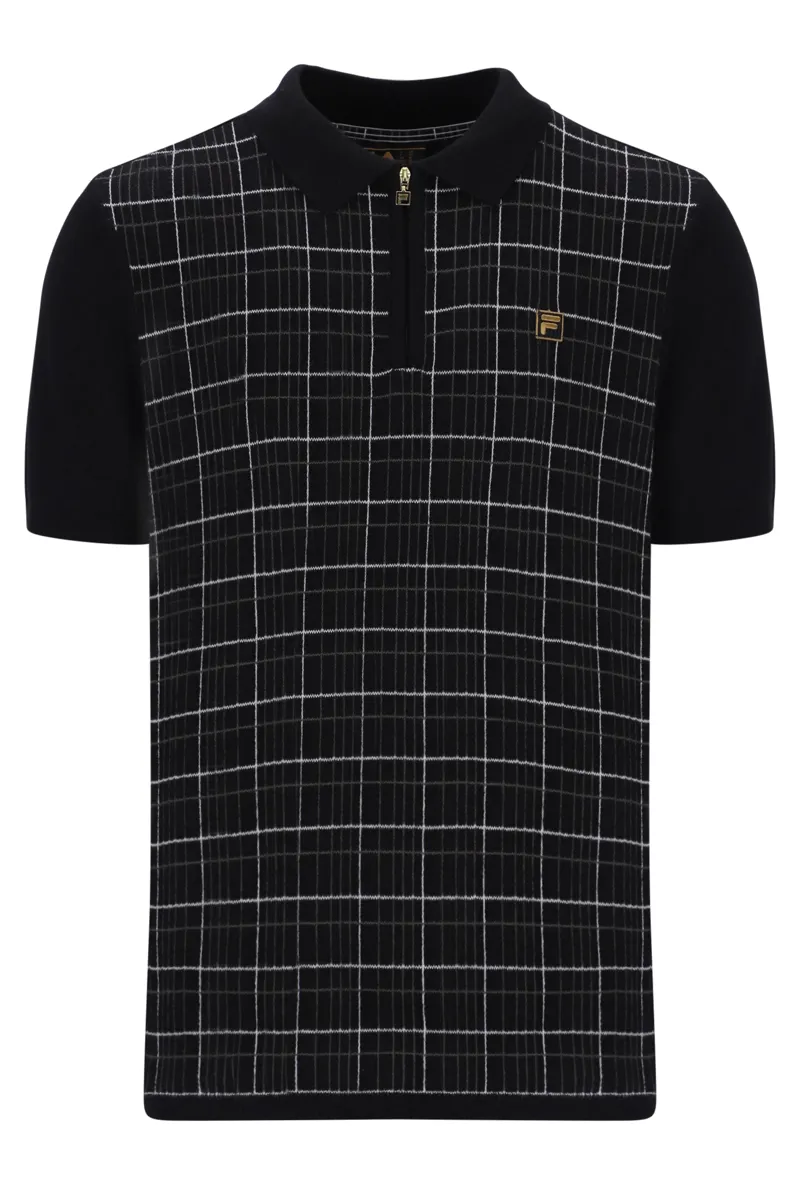 Fila Enzo Knitted Check Zip Polo Black 