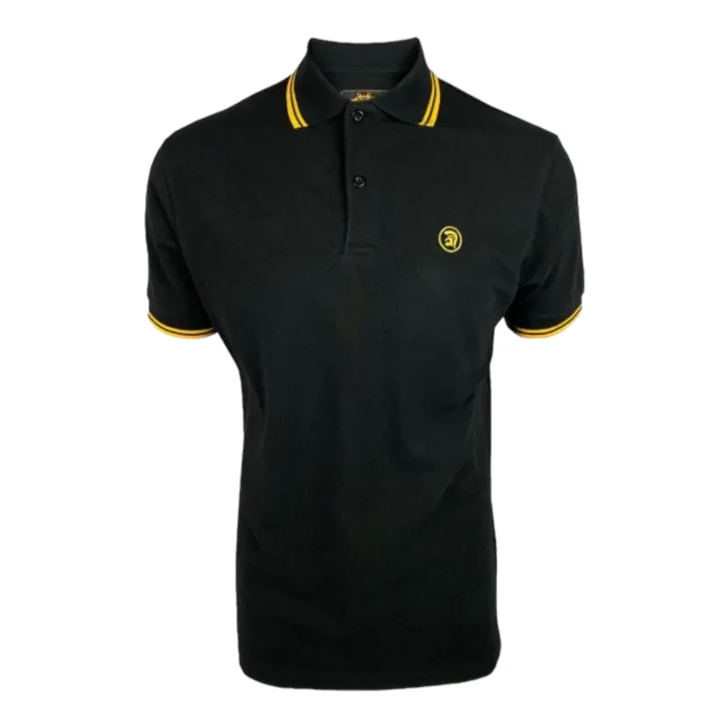 Trojan Twin Tipped Embroidered Logo Polo Shirt Black/Yellow XXXL ONLY