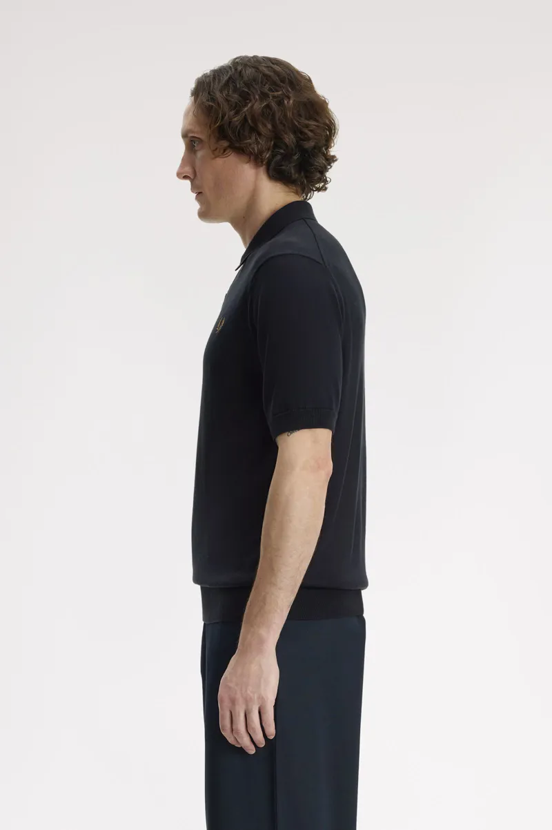Fred Perry Cotton Knitted Shirt Navy-2