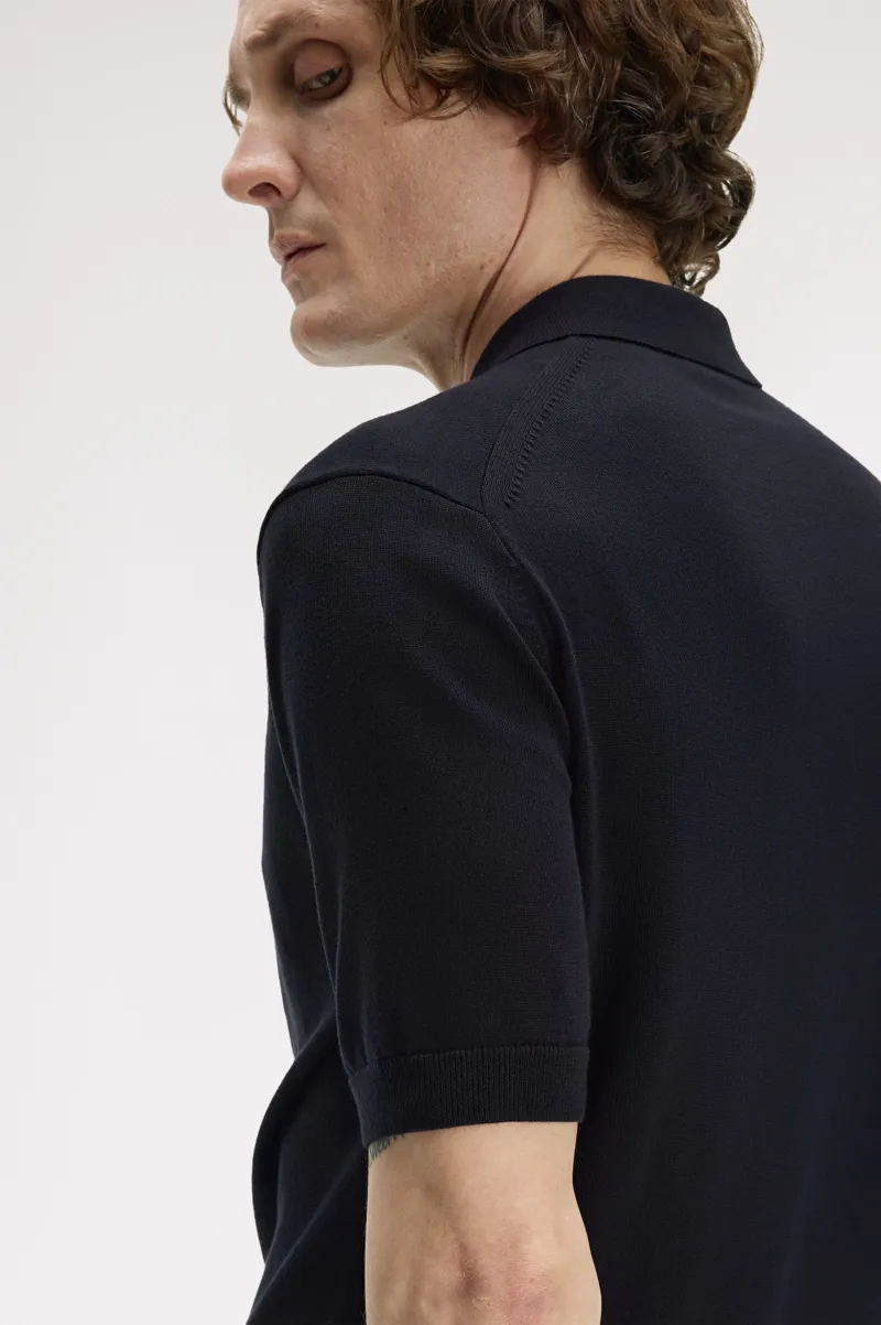Fred Perry Cotton Knitted Shirt Navy-4