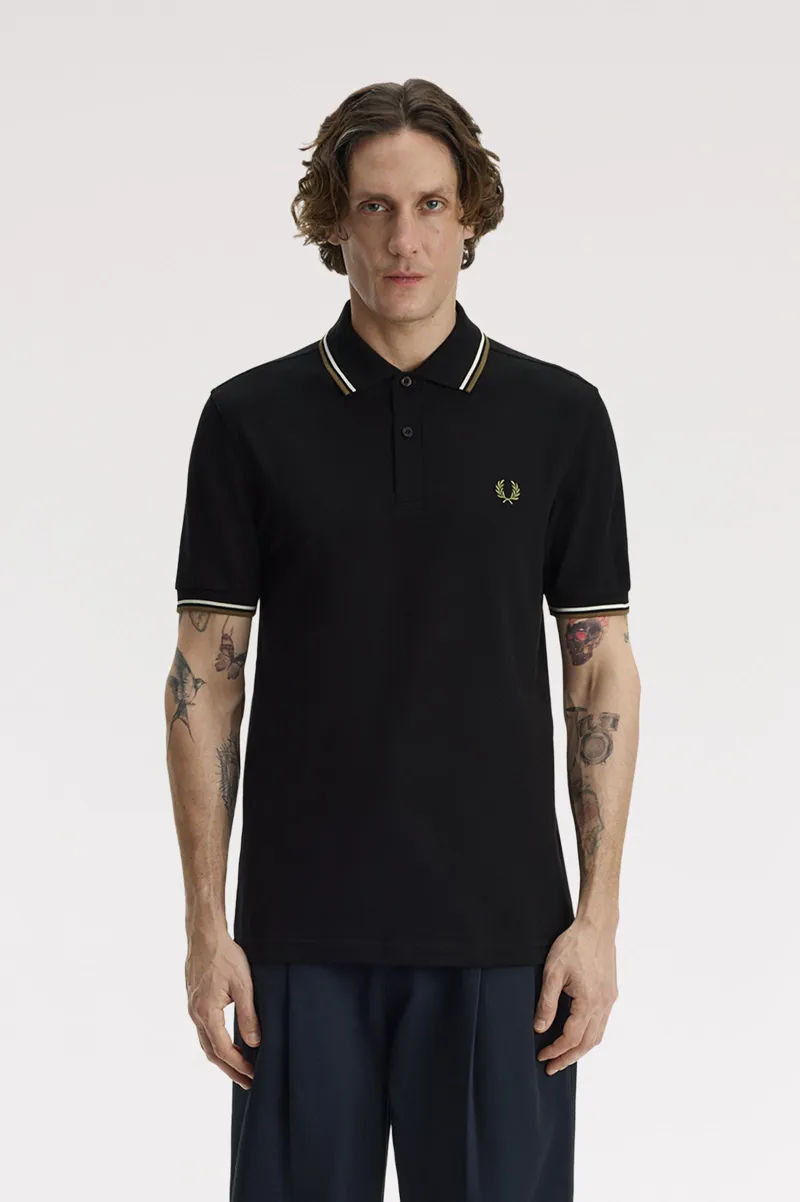 Fred Perry M3600-59D Polo T-shirt Black / Snow / Bronze -1