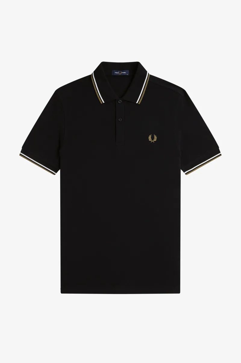 Fred Perry M3600-59D Polo T-shirt Black / Snow / Bronze 