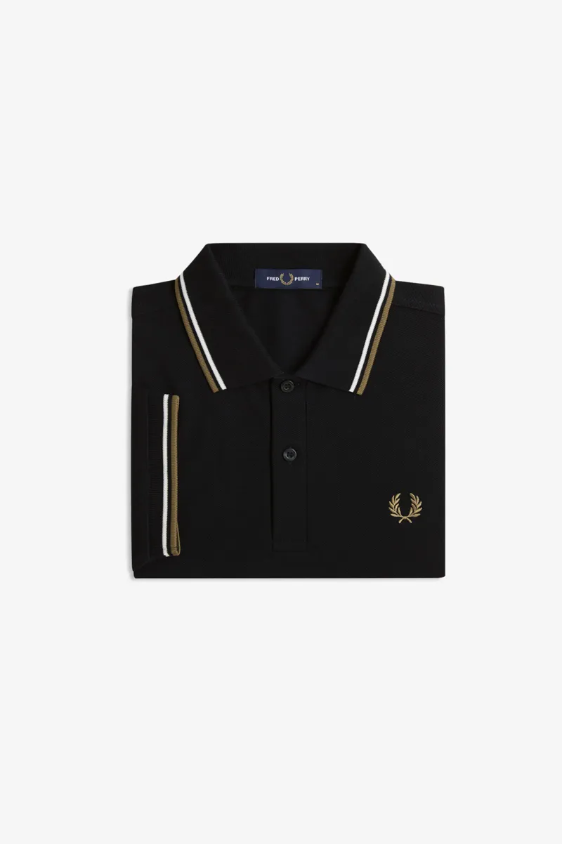 Fred Perry M3600-59D Polo T-shirt Black / Snow / Bronze -2