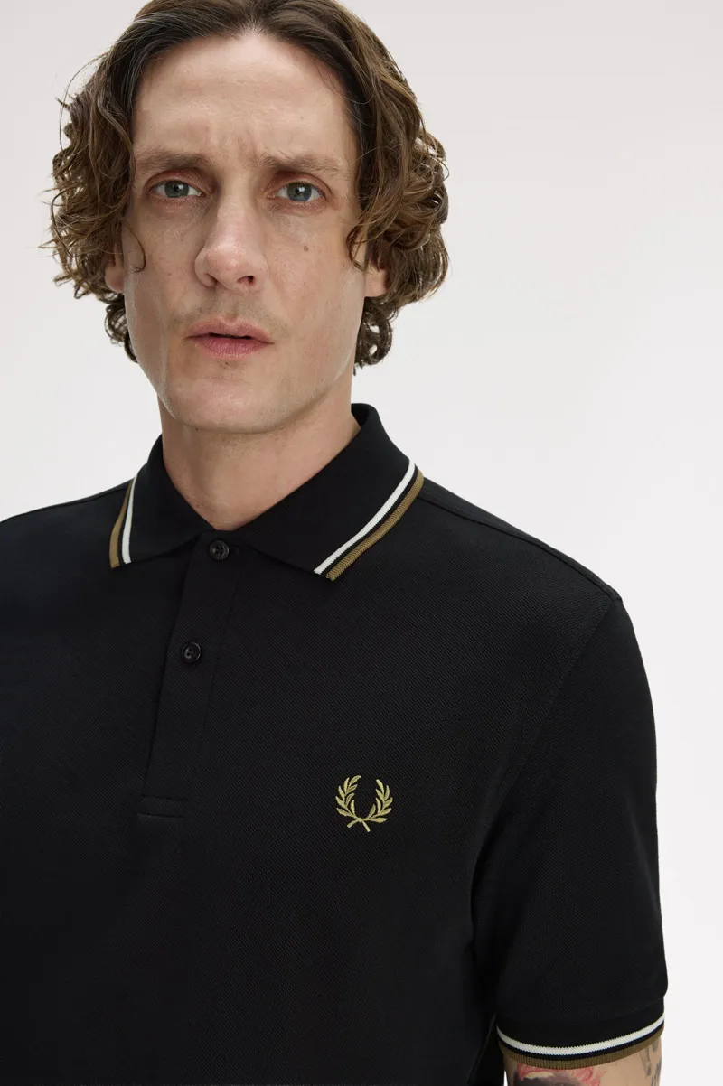 Fred Perry M3600-59D Polo T-shirt Black / Snow / Bronze -3