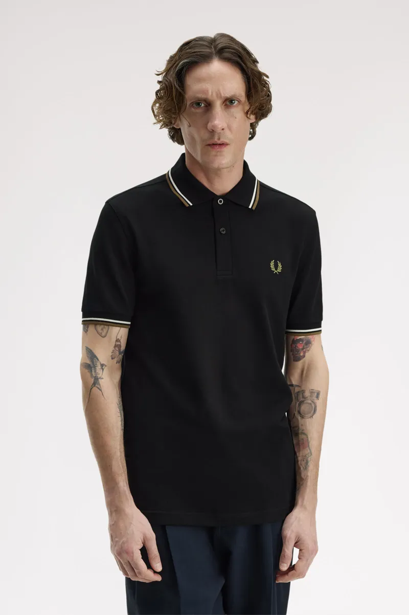Fred Perry M3600-59D Polo T-shirt Black / Snow / Bronze -4