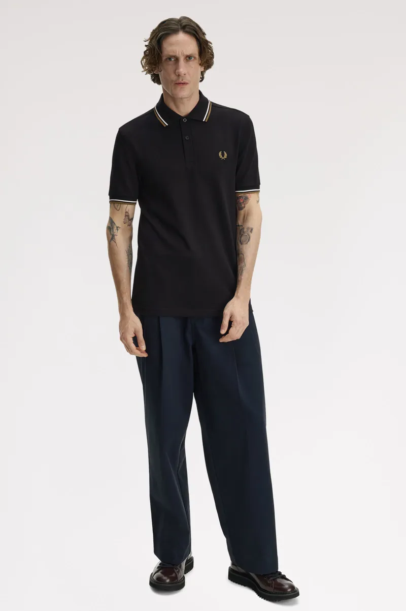 Fred Perry M3600-59D Polo T-shirt Black / Snow / Bronze -5