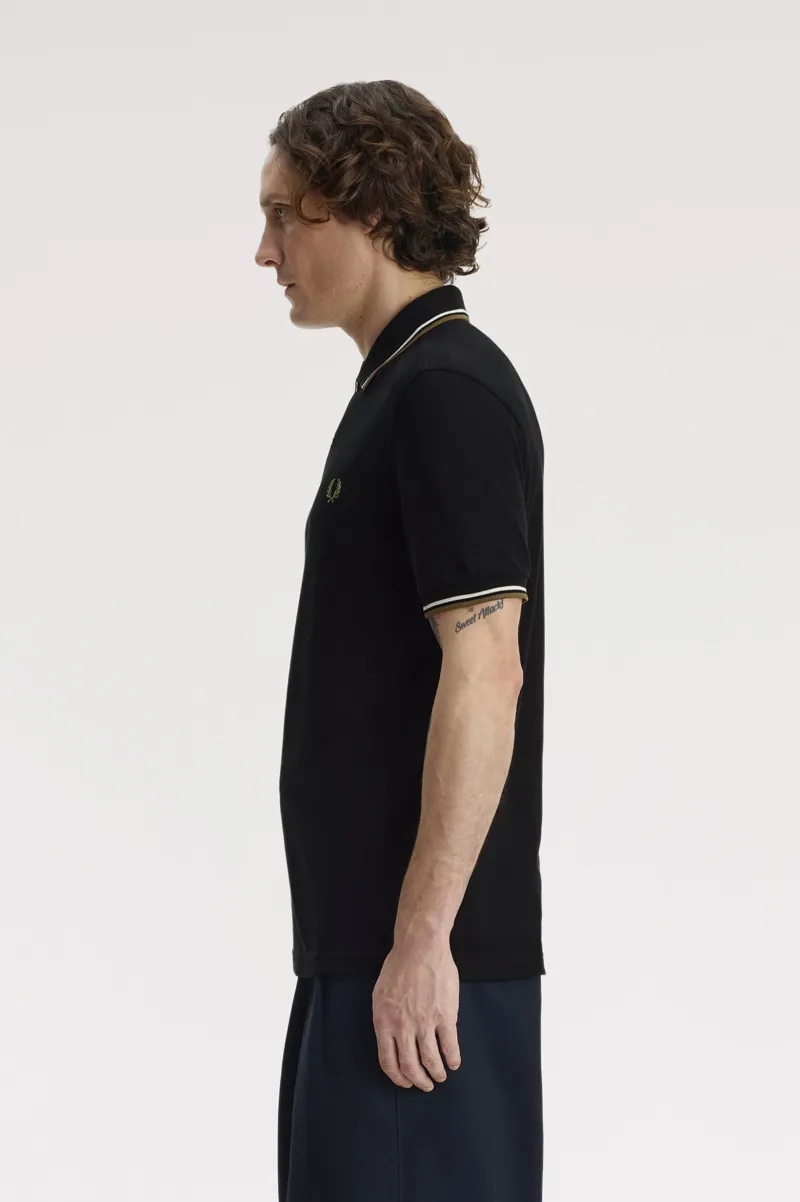 Fred Perry M3600-59D Polo T-shirt Black / Snow / Bronze -6