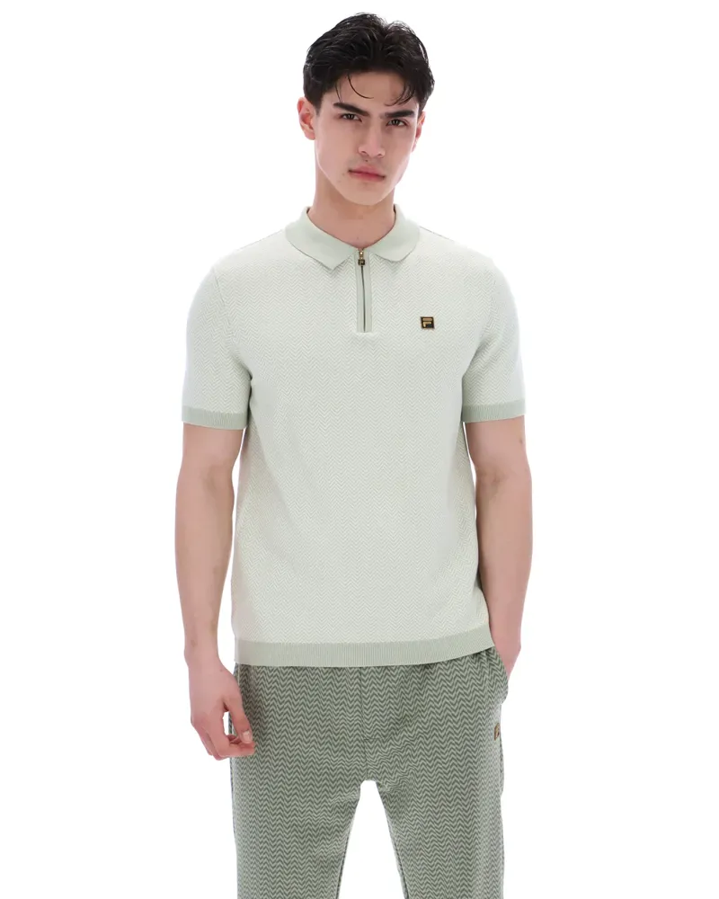 Fila Marty Herringbone Zip Polo Sea Foam 