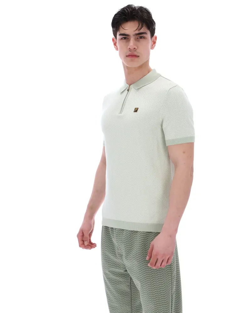 Fila Marty Herringbone Zip Polo Sea Foam -1