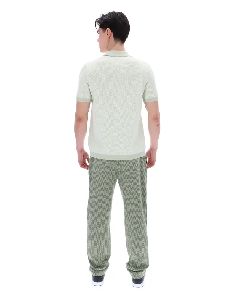 Fila Marty Herringbone Zip Polo Sea Foam -2