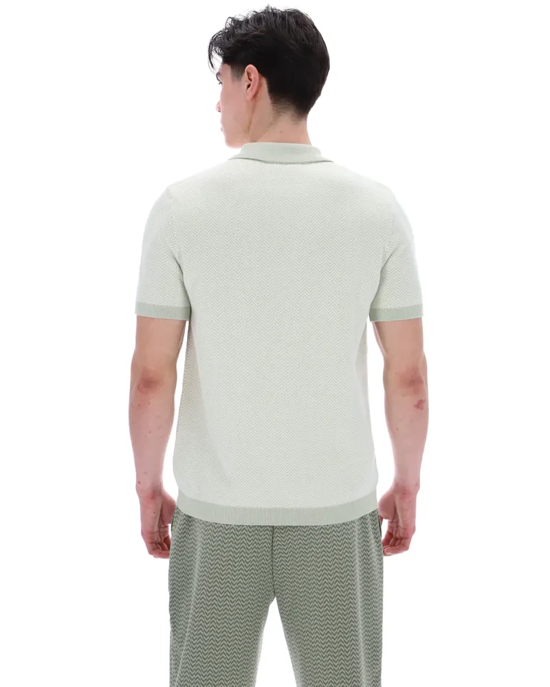 Fila Marty Herringbone Zip Polo Sea Foam -4