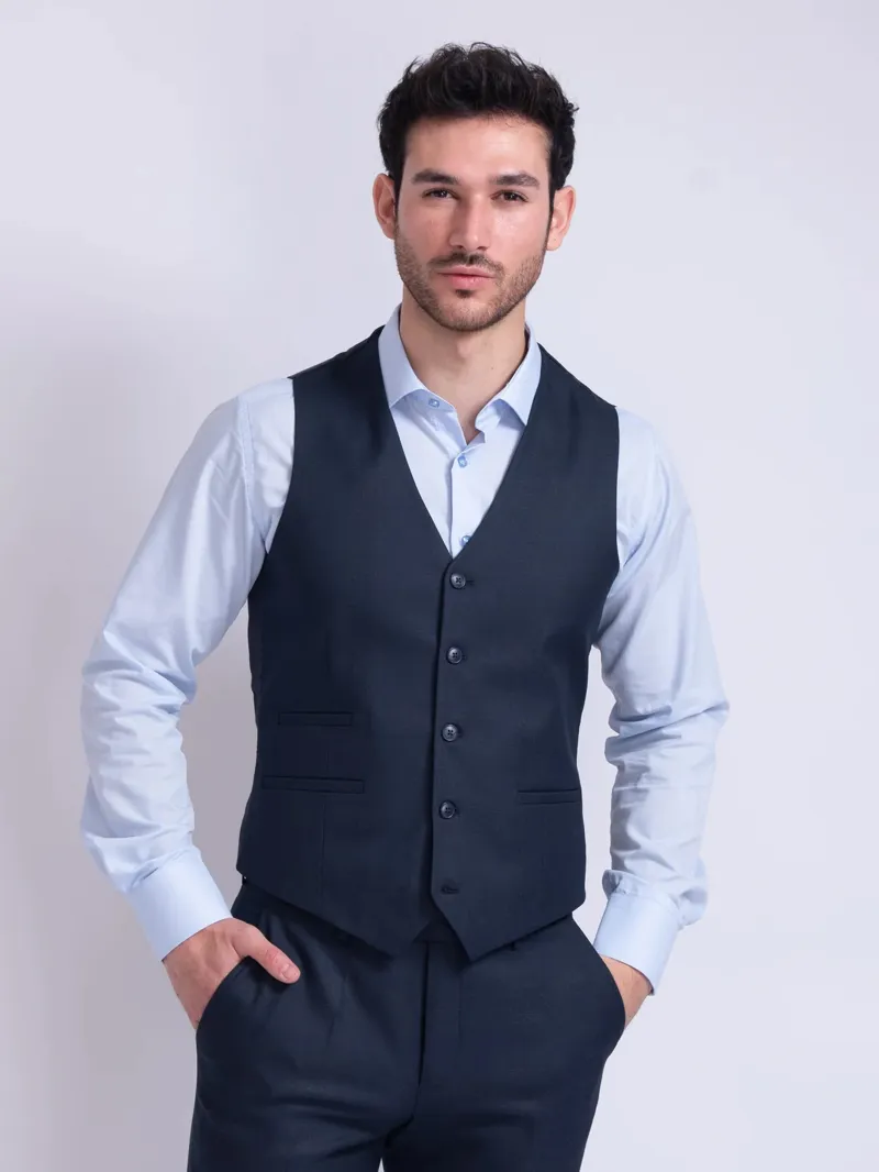 Fratelli Mottled Waistcoat Navy