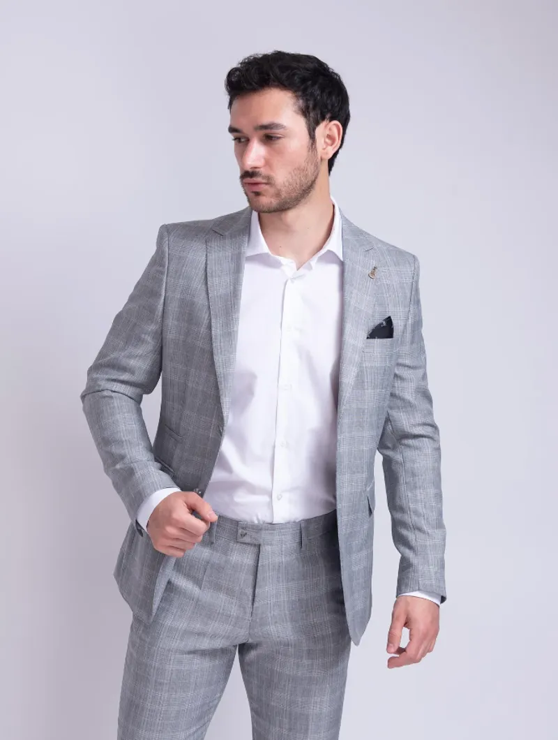 Fratelli Prince of Wales Check Blazer Grey