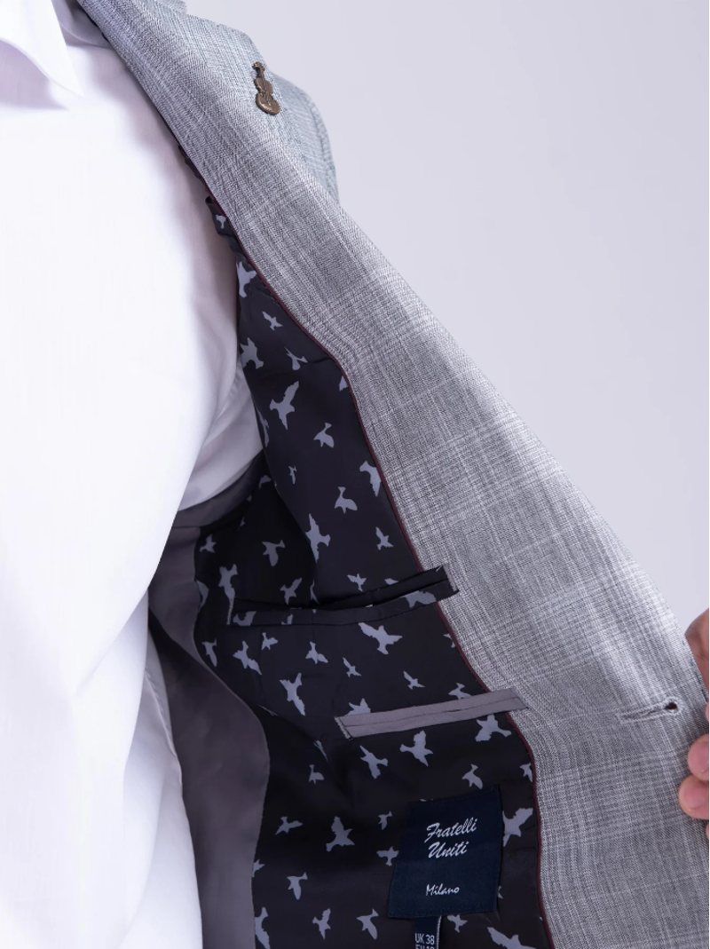 Fratelli Prince of Wales Check Blazer Grey-3