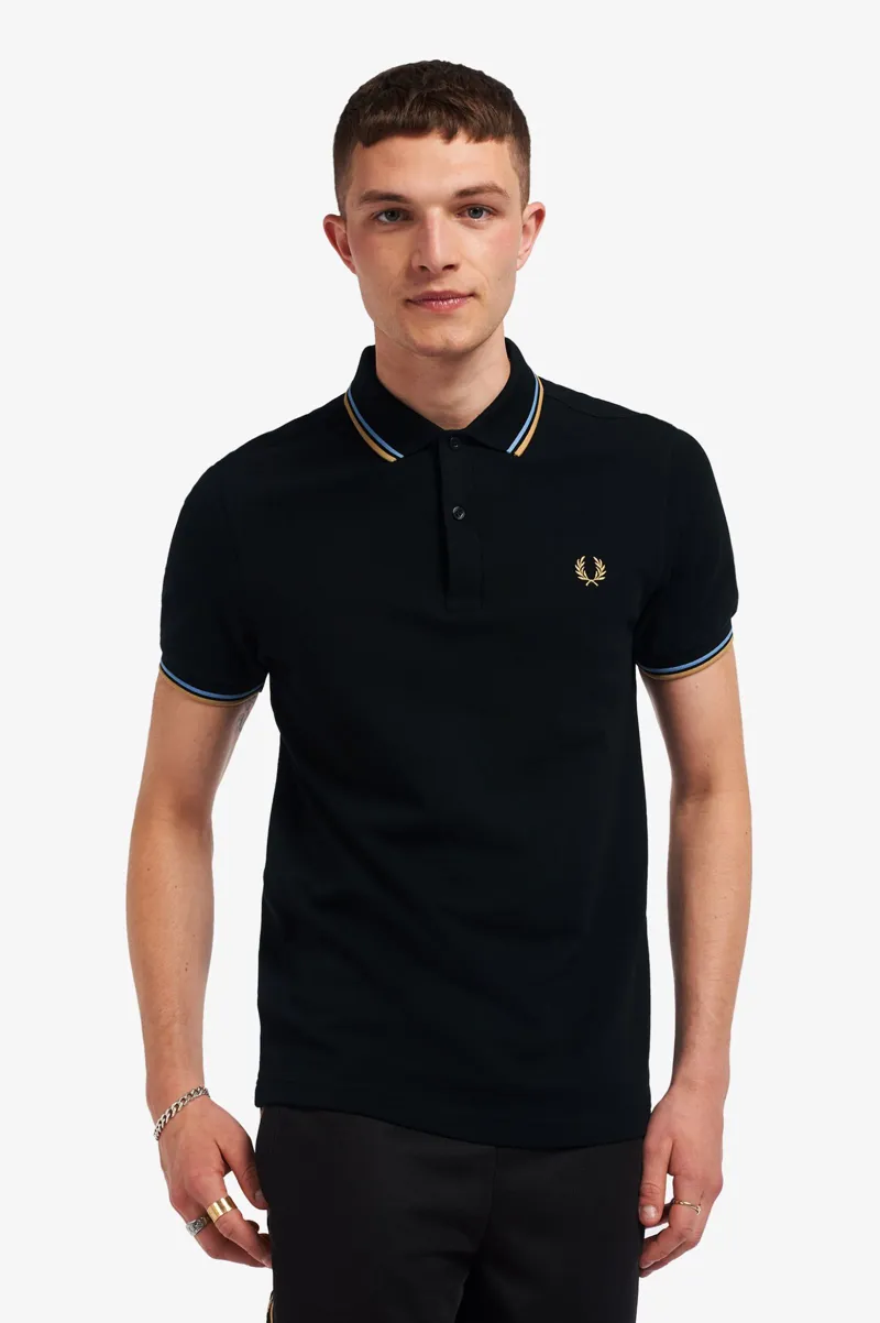 Fred Perry M3600-P41 Polo T-Shirt Black / Sky / Desert-2