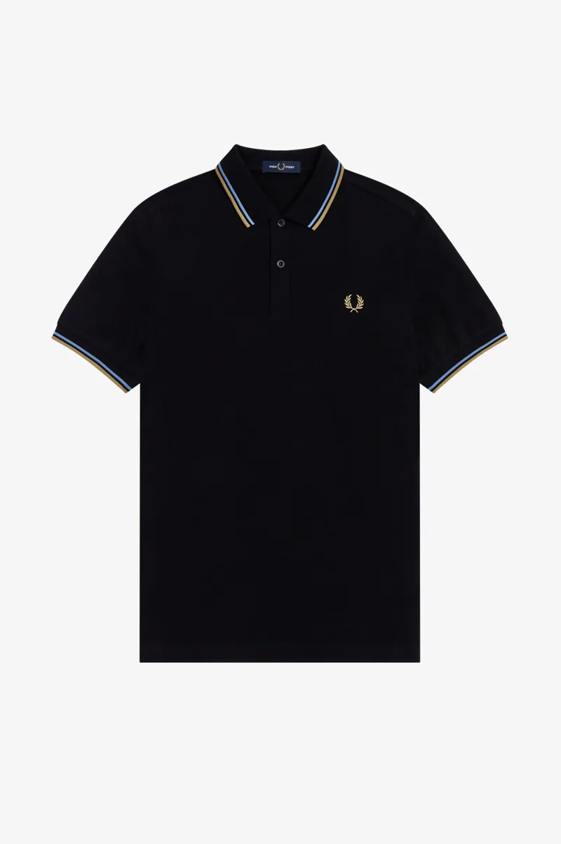 Fred Perry M3600-P41 Polo T-Shirt Black / Sky / Desert-3