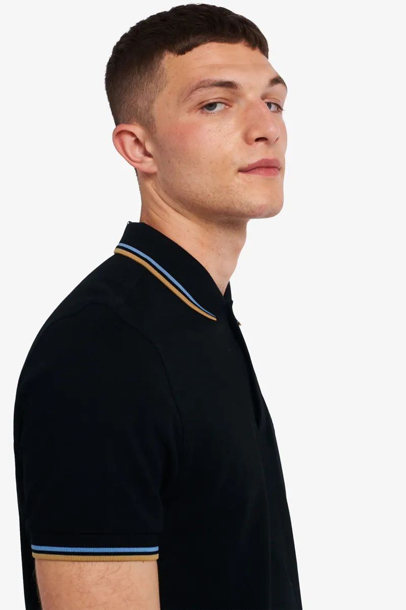 Fred Perry M3600-P41 Polo T-Shirt Black / Sky / Desert-6