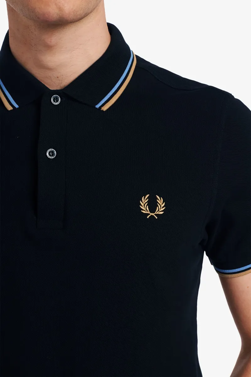 Fred Perry M3600-P41 Polo T-Shirt Black / Sky / Desert-4